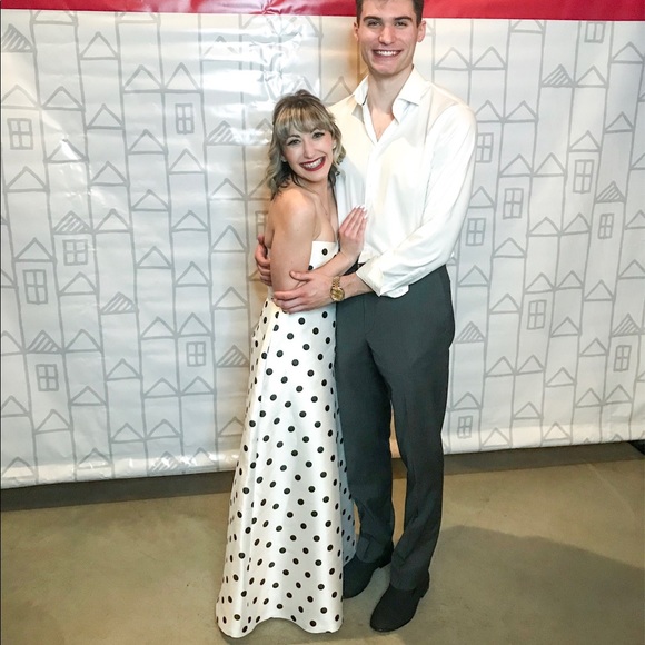 Alfred Sung Strapless Dot Sateen Gown size 0 - Picture 4 of 4